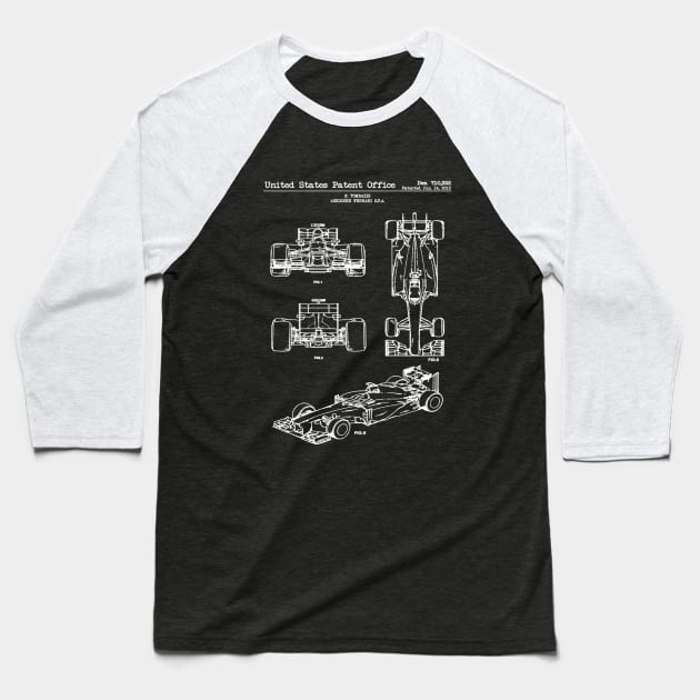 Ferrari Indy Race Car 2013 Patent White Baseball T-Shirt by Luve